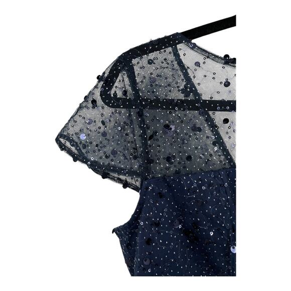 JS Collections dress Alyssa godet cocktail glitter sequins navy blue size 10 - Picture 4 of 8